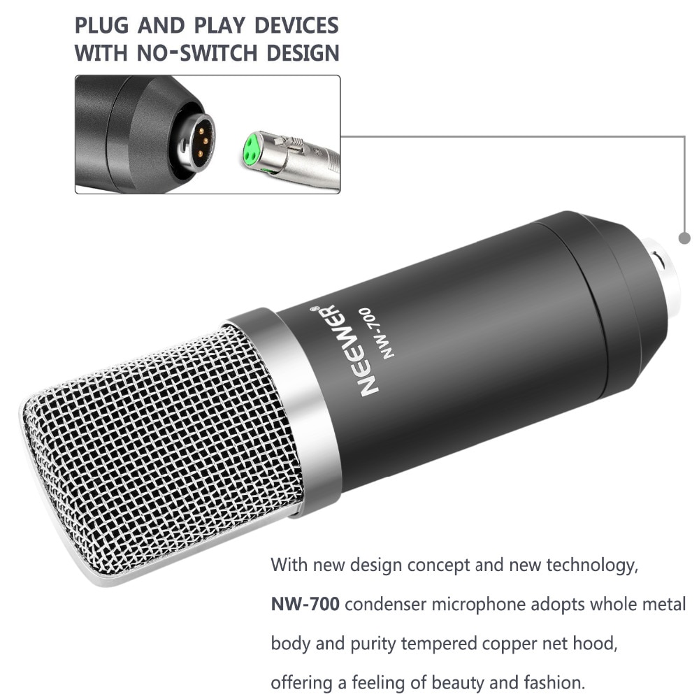 Neewer NW700 Professional Studio Music Broadcasting&Recording Condenser Microphone Set:Microphone+Shock Mount+Foam Cap+Cable Neewer NW700 Professional Studio Music Broadcasting&Recording Condenser Microphone Set:Microphone+Shock Mount+Foam Cap+Cable