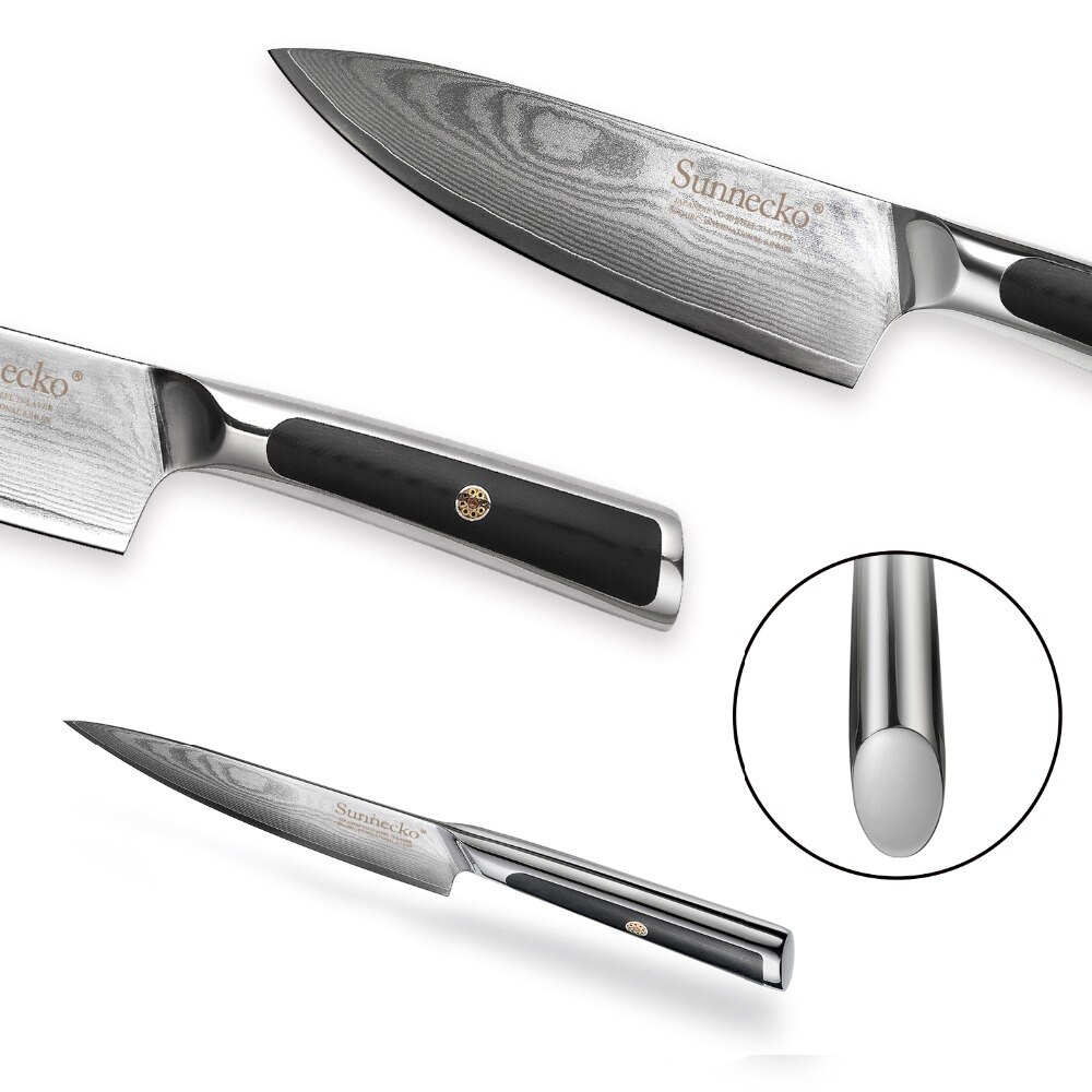 Sunnecko 6.5″ inch Chef Cooking Knife Damascus Steel Japanese VG10 Core Professional Razor Sharp Blade G10 Handle Kitchen Knives Sunnecko 6.5