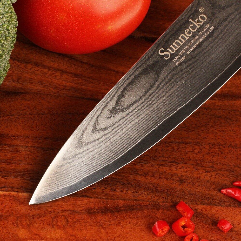 Sunnecko 6.5″ inch Chef Cooking Knife Damascus Steel Japanese VG10 Core Professional Razor Sharp Blade G10 Handle Kitchen Knives Sunnecko 6.5