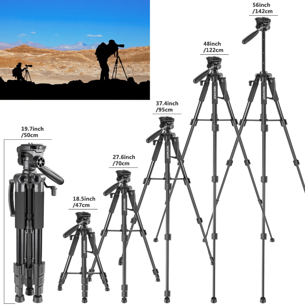 Neewer Camera Tripod Portable 56 inches/142cm Aluminum 3-Way Swivel Pan Head+Carrying Bag for Canon Nikon Sony DSLR Camera Neewer Camera Tripod Portable 56 inches/142cm Aluminum 3-Way Swivel Pan Head+Carrying Bag for Canon Nikon Sony DSLR Camera