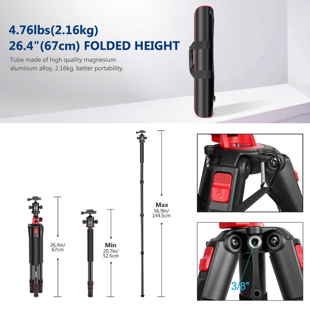 Neewer 184cm Aluminum Camera Tripod Monopod, 360 Degree Rotatable Center Column for DSLR Camera Video Camcorder Travel and Work Neewer 184cm Aluminum Camera Tripod Monopod, 360 Degree Rotatable Center Column for DSLR Camera Video Camcorder Travel and Work