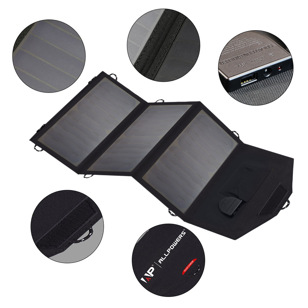 ALLPOWERS Flexible Foldable Solar Panel 5V 18V High Efficience Solar Battery Charger 21W Solar Phone Charger for Travel Iphone ALLPOWERS Flexible Foldable Solar Panel 5V 18V High Efficience Solar Battery Charger 21W Solar Phone Charger for Travel Iphone